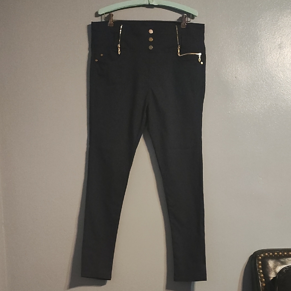BAE CITY Navy Blue Pants with Gold Accents